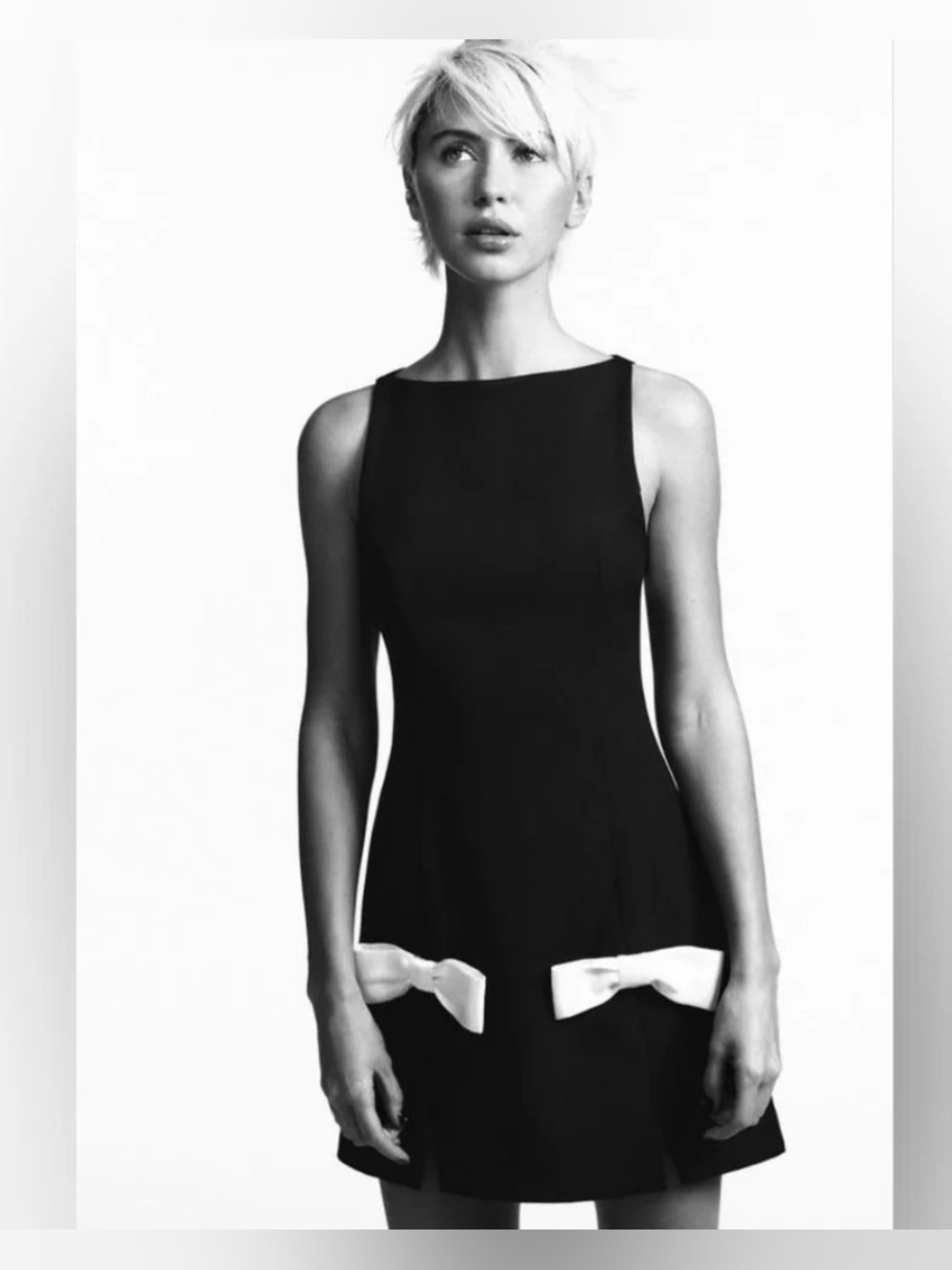 NWT. Zara BlackContrast Bow Mini Dress. Size XS.